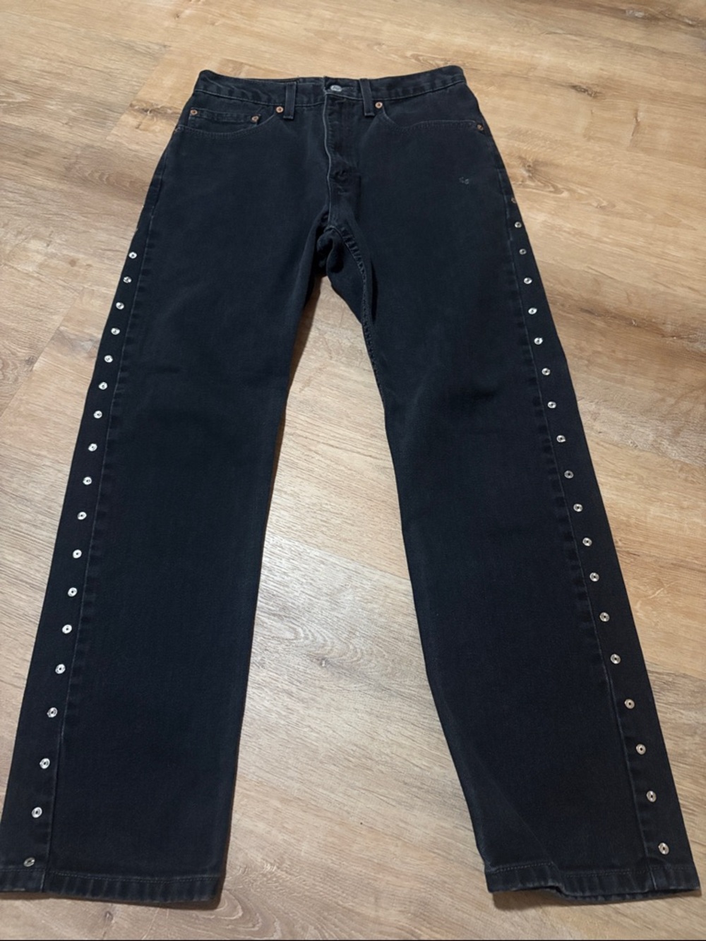 Levi's 505 Black Straight-Leg Silver Studded Jeans W31/L30